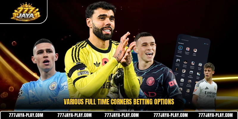 Various full time corners betting options