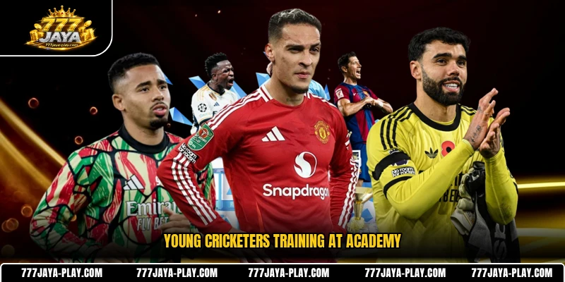 Young cricketers training at academy